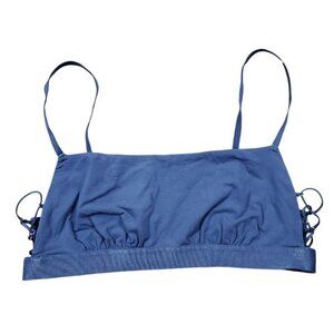 NWT - Aerie Real Good Square Neck Blue Lace-Up Side Unlined Bralette Size - M